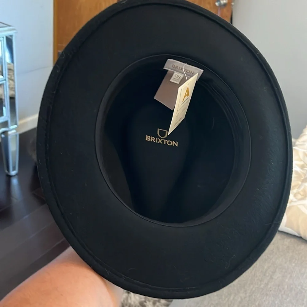BRIXTON NWT MESSER FEDORA BLACK/BLACK HAT CAP